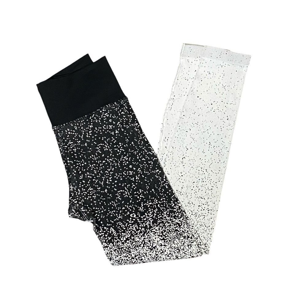 Athleta Flurry Ombre Ribbed Black & White Activewear Leggings Women's Size Small